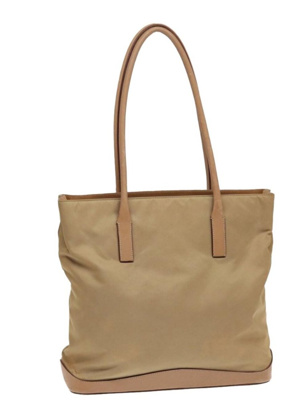 PRADA Tote Bag Nylon Beige Auth bs16845